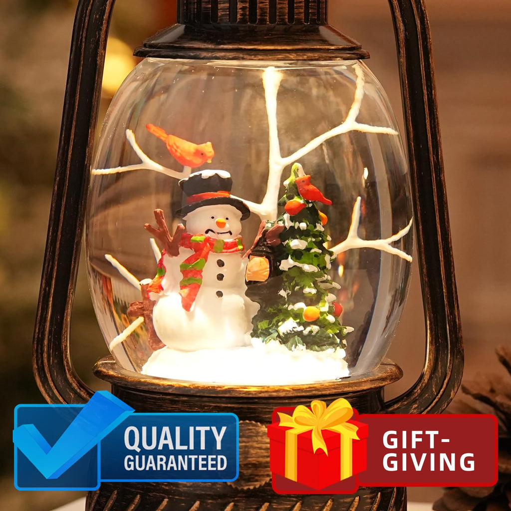 Snow Globe Christmas Decorations Indoor, Santa Claus Lighted Musical Christmas Snow Globes Lantern with Glitter & 6H Timer, Santa Claus Christmas Decorations for Home