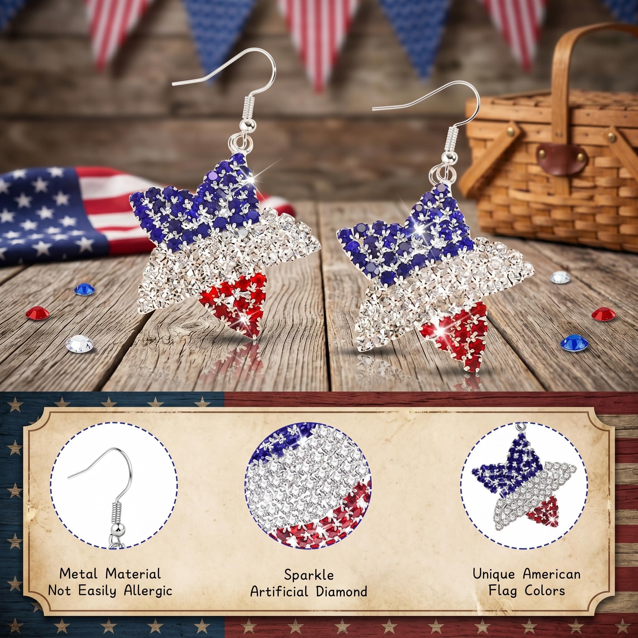 Halloween, Christmas, 4th of July Patriotic Earrings, Holiday Earrings Independence Day Stud Dangle Drop Earrings Hook Fashion Jewelry Gift for Women