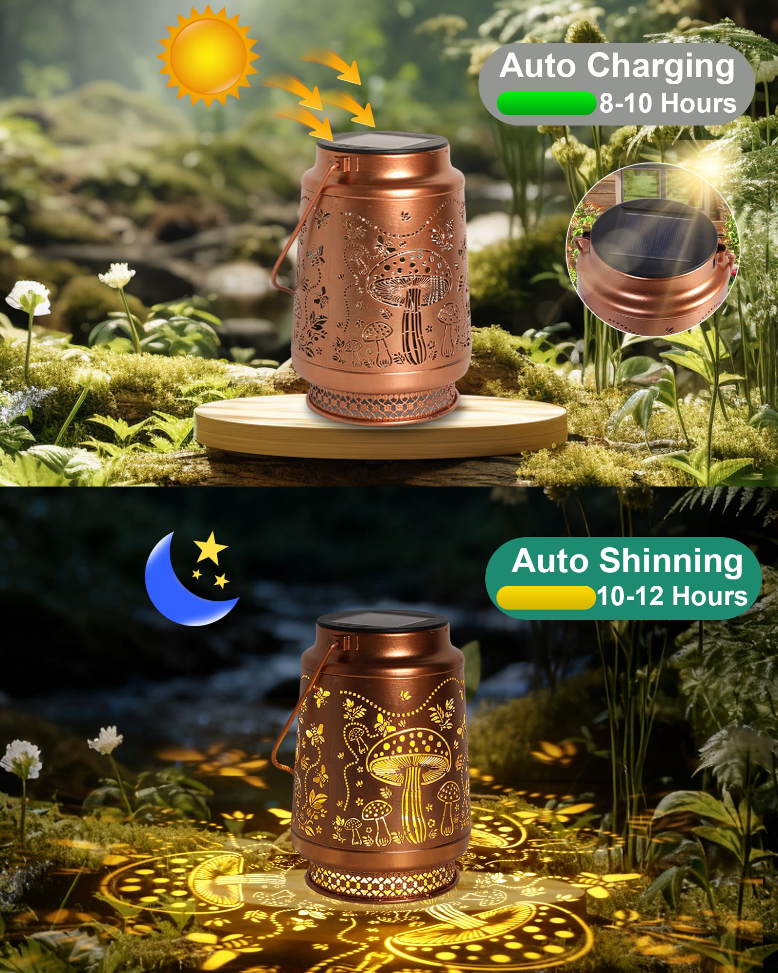 Solar Lanterns Outdoor Waterproof Hummingbird Elegant Garden Decor Birthday Gifts for Women Mom Grandma Sister Metal Hanging Solar Lights Outside Gardening Decorations for Backyard, Patio, Lawn, Porch