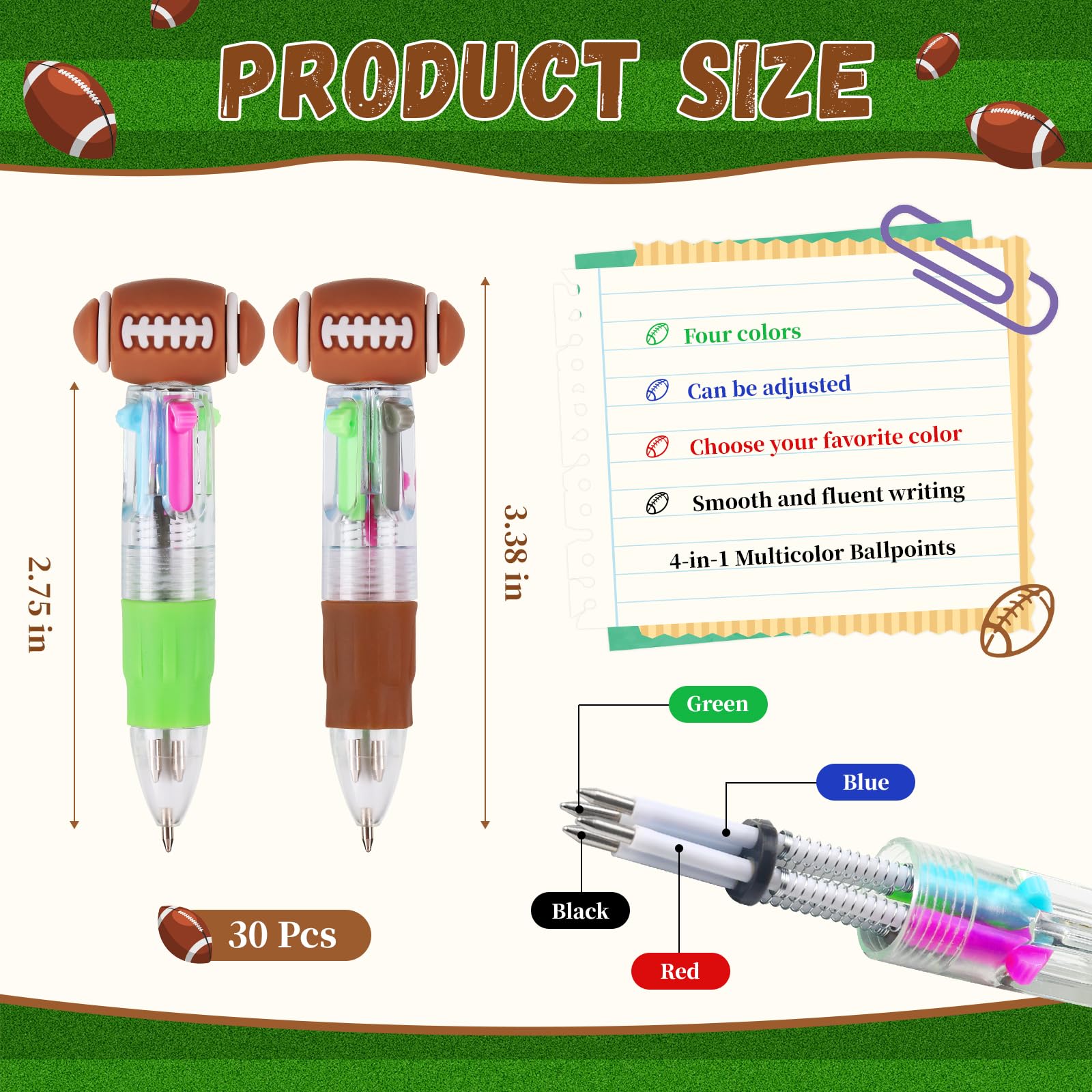 CZWZ 20Pcs Mini Multicolor Pens in One 4-in-1 Cute Pens Bulk for Kids, Fun Kawaii Ballpoint Pens for Birthdays and Children's Party Favors Gifts Teacher School Supplies