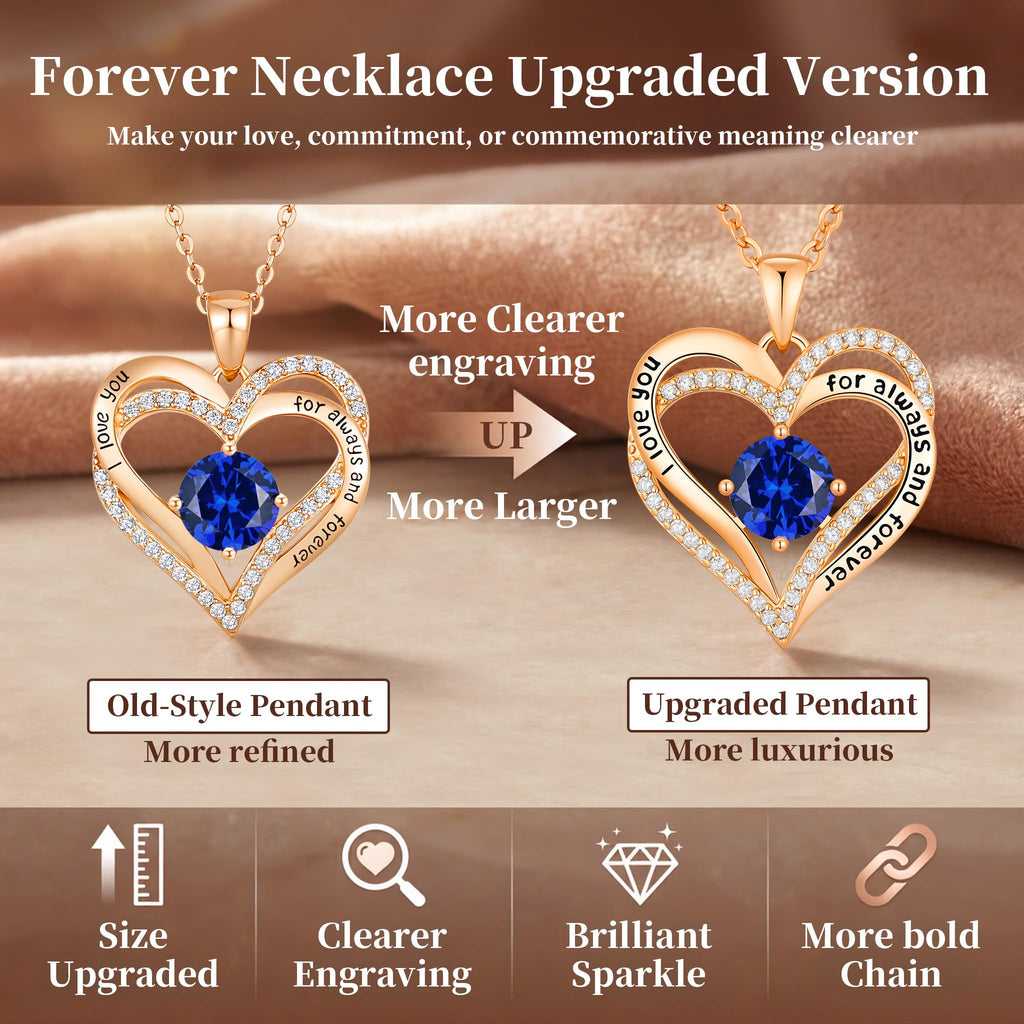 CDE Forever Love Heart Necklaces for Women, Wedding Anniversary, Valentine's，Birthday Mothers Christmas Day Gifts for Mom, Mother, Wife, S925 Silver Jewelry with Birthstone Pendant