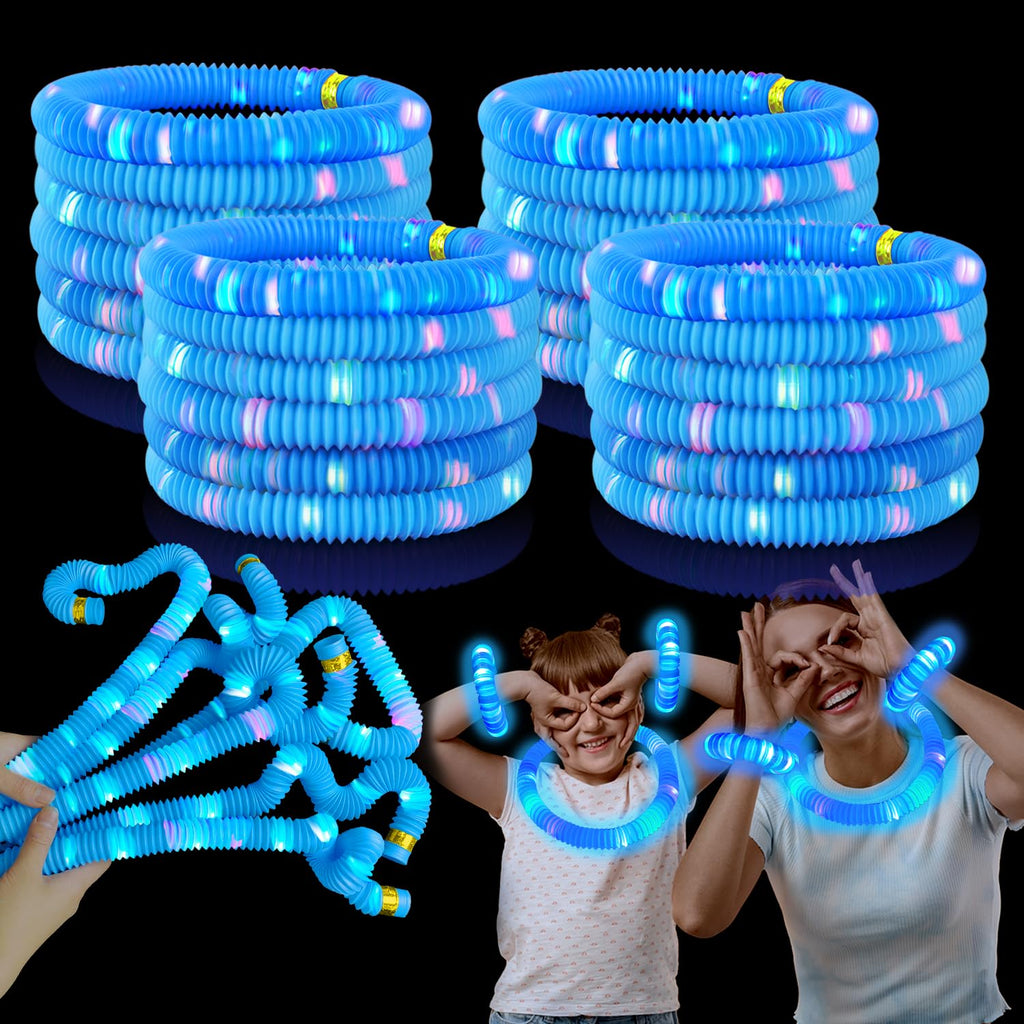 Kannove 12-24 PCS Green Glow Sticks Party Favors Supplies for Kids,4th of July LED Light up Pop Tubes for Toddlers,Neon Necklaces Bracelets Accessories,Glow Birthday Dance Camping Party Decorations