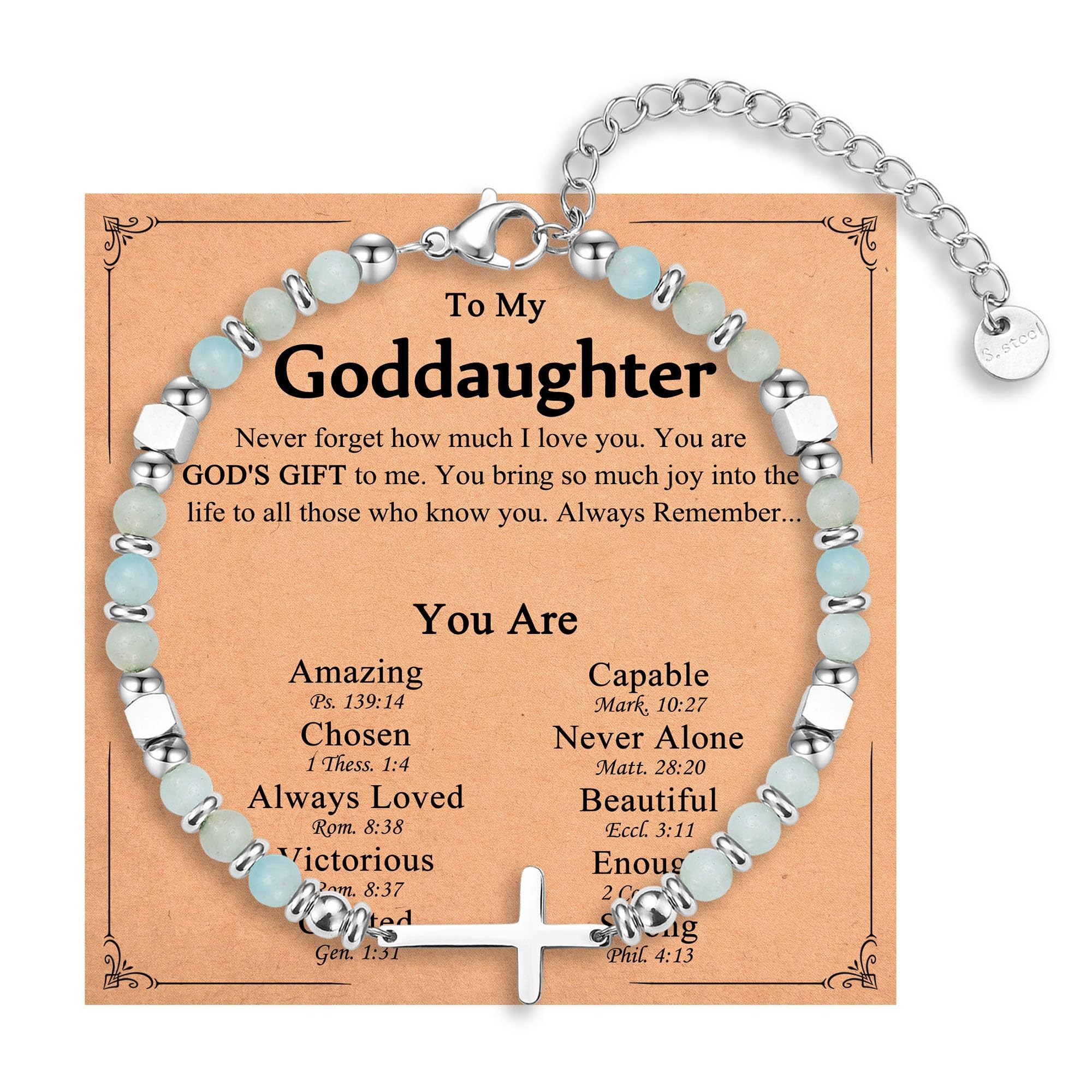Religious Cross Bracelet for Women Girls, Christian Gifts for Daughter Granddaughter Sister in Christ Friend Niece on Birthday Christmas Easter Valentines Day Graduation