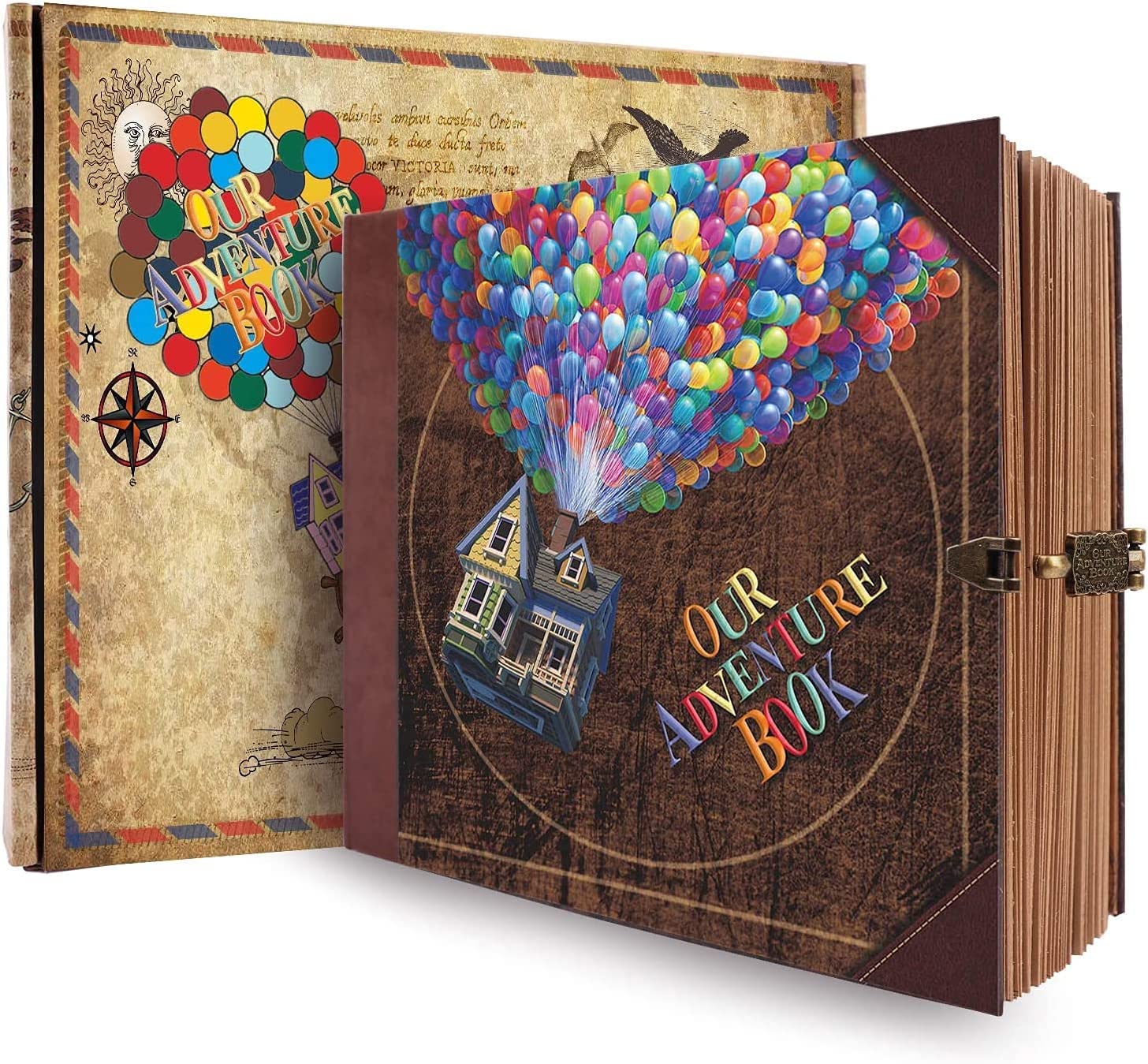 Our Adventure Book Retro Vintage, DIY Scrapbook Photo Album Travel Diary, Multipurpose Guestbook Memory Journal, Ideal Gift for Wedding Anniversary Travel Baby Friends Souvenir Keepsake