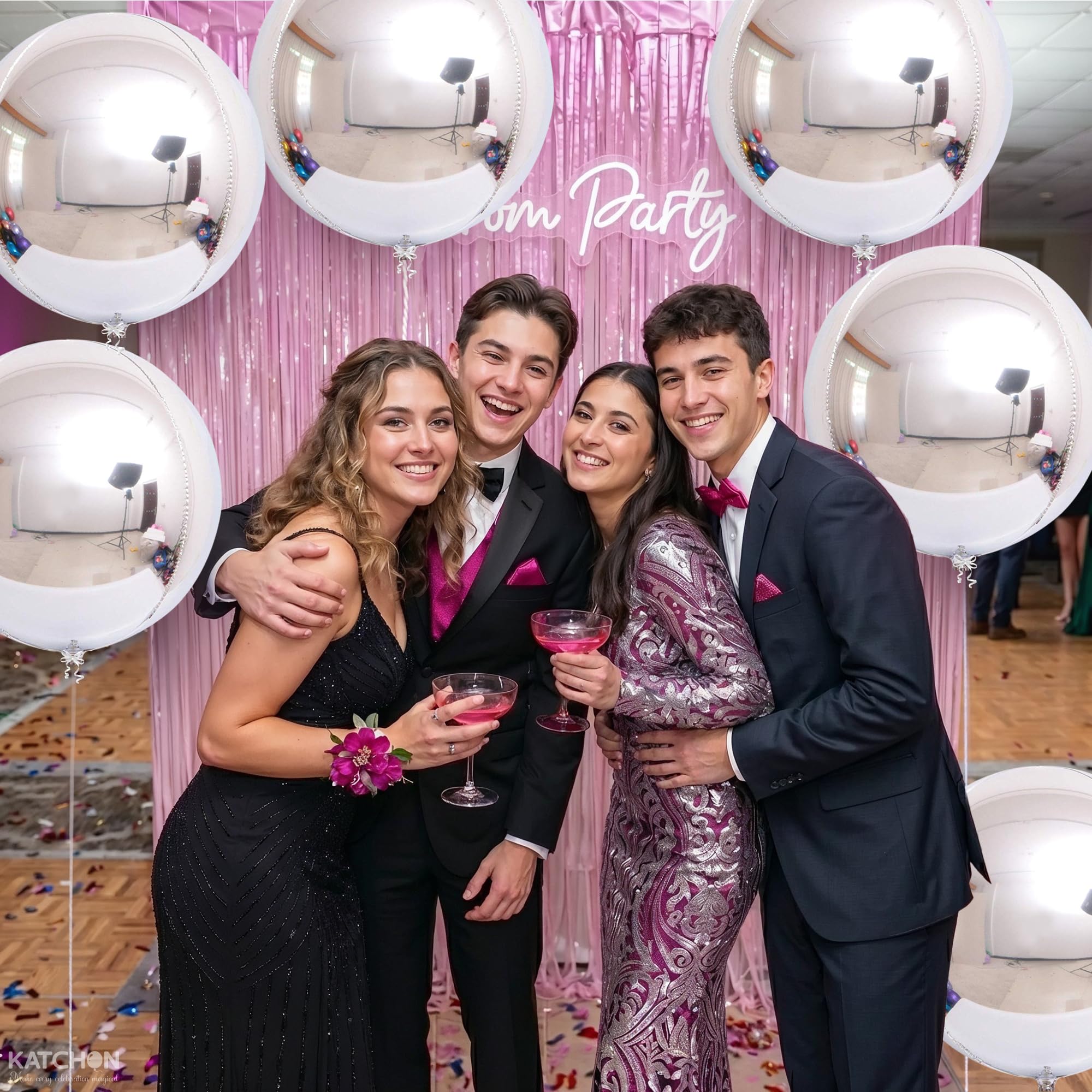 KatchOn, Big Silver Disco Ball Balloons - 22 Inch, Pack of 6 | Disco Party Decorations, 4D Sphere Disco Balloons for 70s Theme Party Decor, Bachelorette Party Decorations | Graduation Decorations 2026