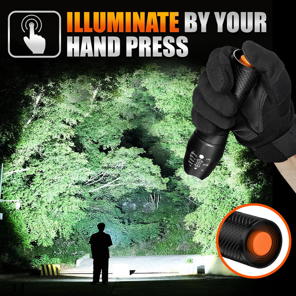 2 Pack LED Flashlights High Lumens with 6 AAA Batteries, 5 Modes Mini Waterproof Tactical Bright Flashlight for Camping, Hiking, Fathers Day Dad Gifts for Husband, Dad, Birthday Gifts for Men, Women