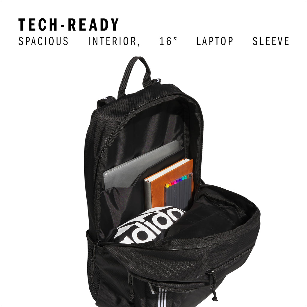 adidas Excel 7 School Backpack for Laptop, Gym and Travel, 34L, Twill White/Black/7.5, OSFA
