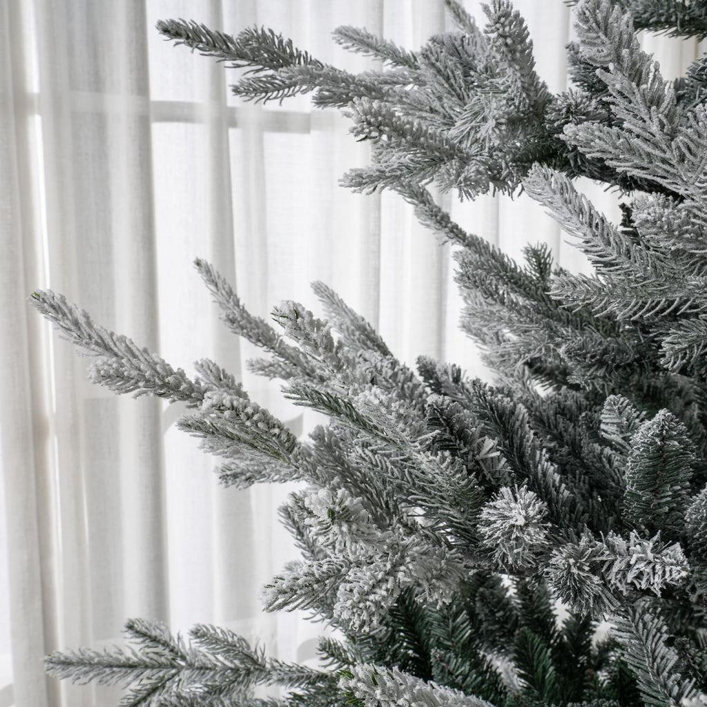 HOMCOM 7.5 Foot Artificial Christmas Tree, Nordic Pine Hinged Xmas Tree with 1218 Realistic Branches, Wide Steel Base, Auto Open, Green