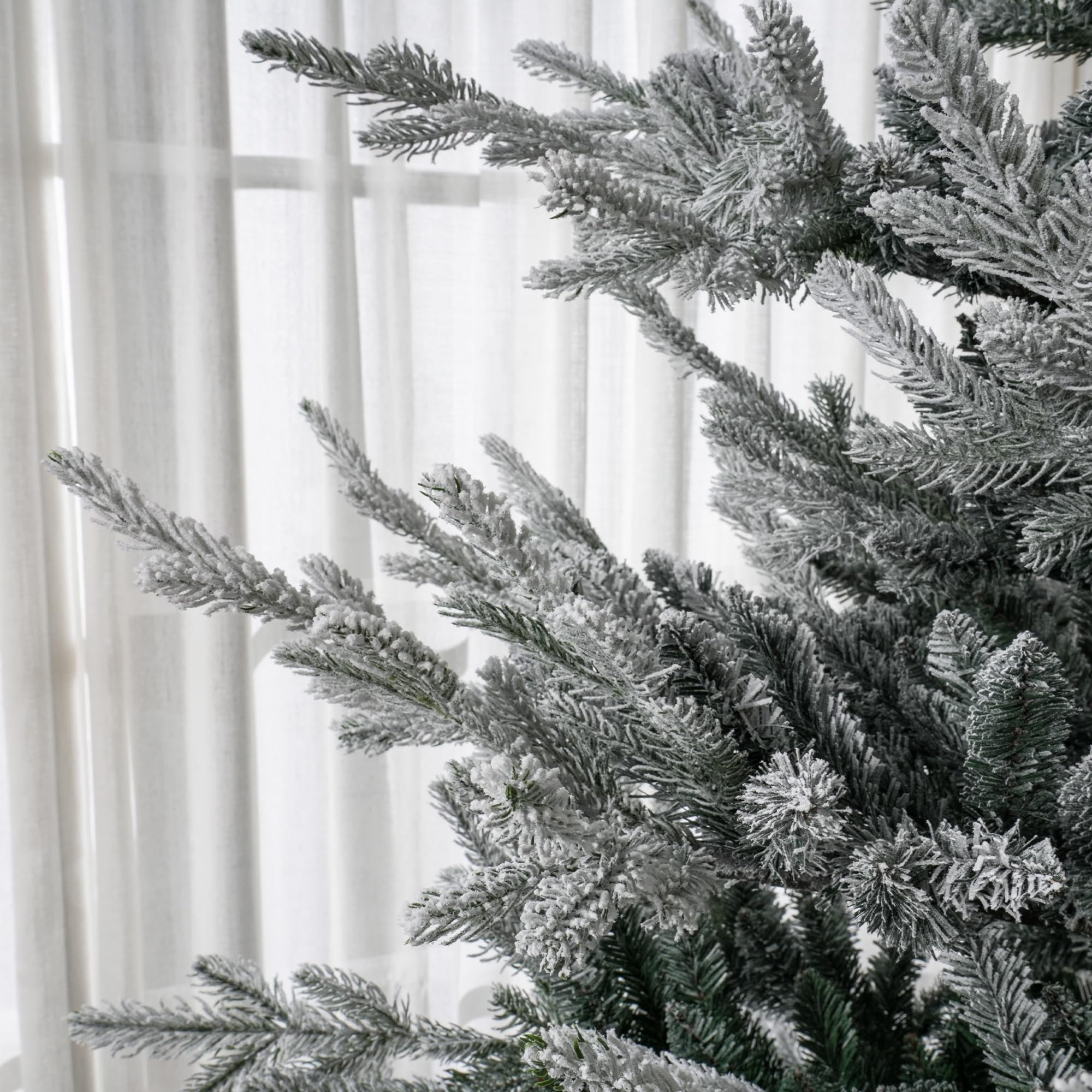 HOMCOM 7.5 Foot Artificial Christmas Tree, Nordic Pine Hinged Xmas Tree with 1218 Realistic Branches, Wide Steel Base, Auto Open, Green