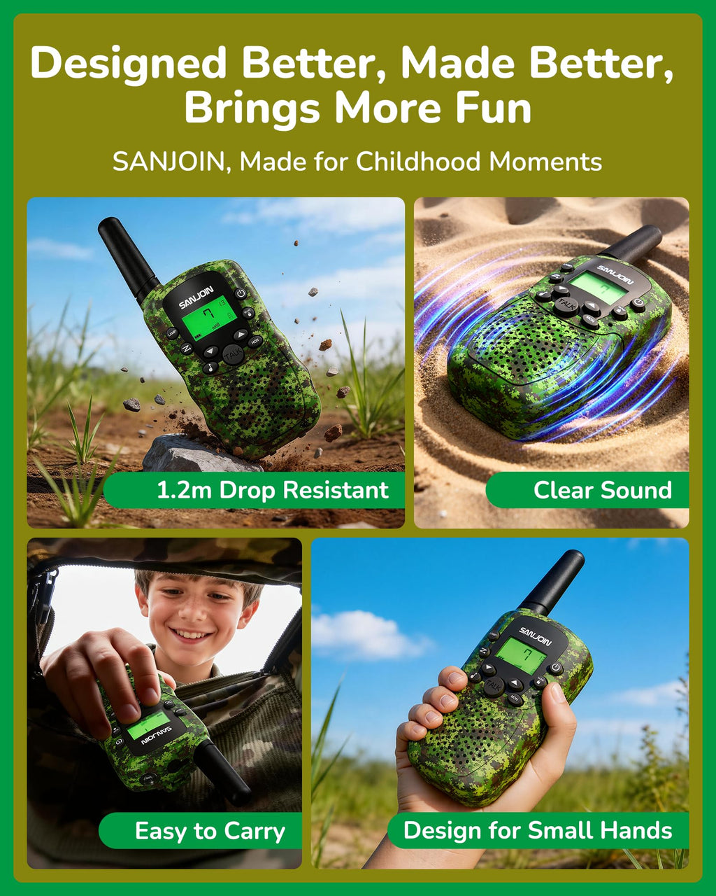 Walkie Talkies for Kids Games Outdoor Toys for 3-12 Year Old Boys Girls, 3 Miles Long Range Walkie Talkie to Camping Hiking, 4 Year Old Girl Birthday Gifts for 3 4 5 6 7 8 9 Year Old Boy Girl Gift