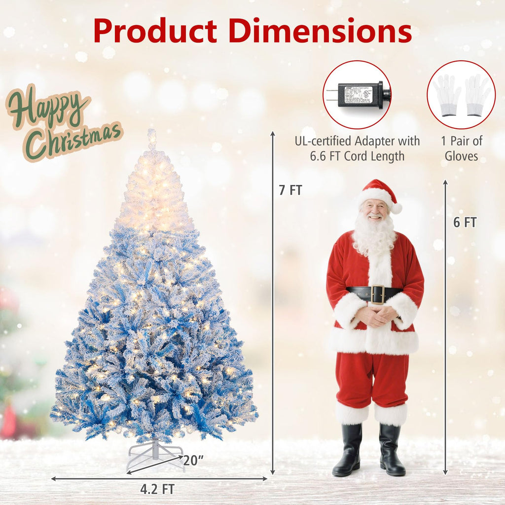 Goplus 7FT Pre-Lit Artificial Christmas Tree Auto-Spread/Close up Branches 11 Flash Modes with Multicolored 400 LED Lights & Metal Stand
