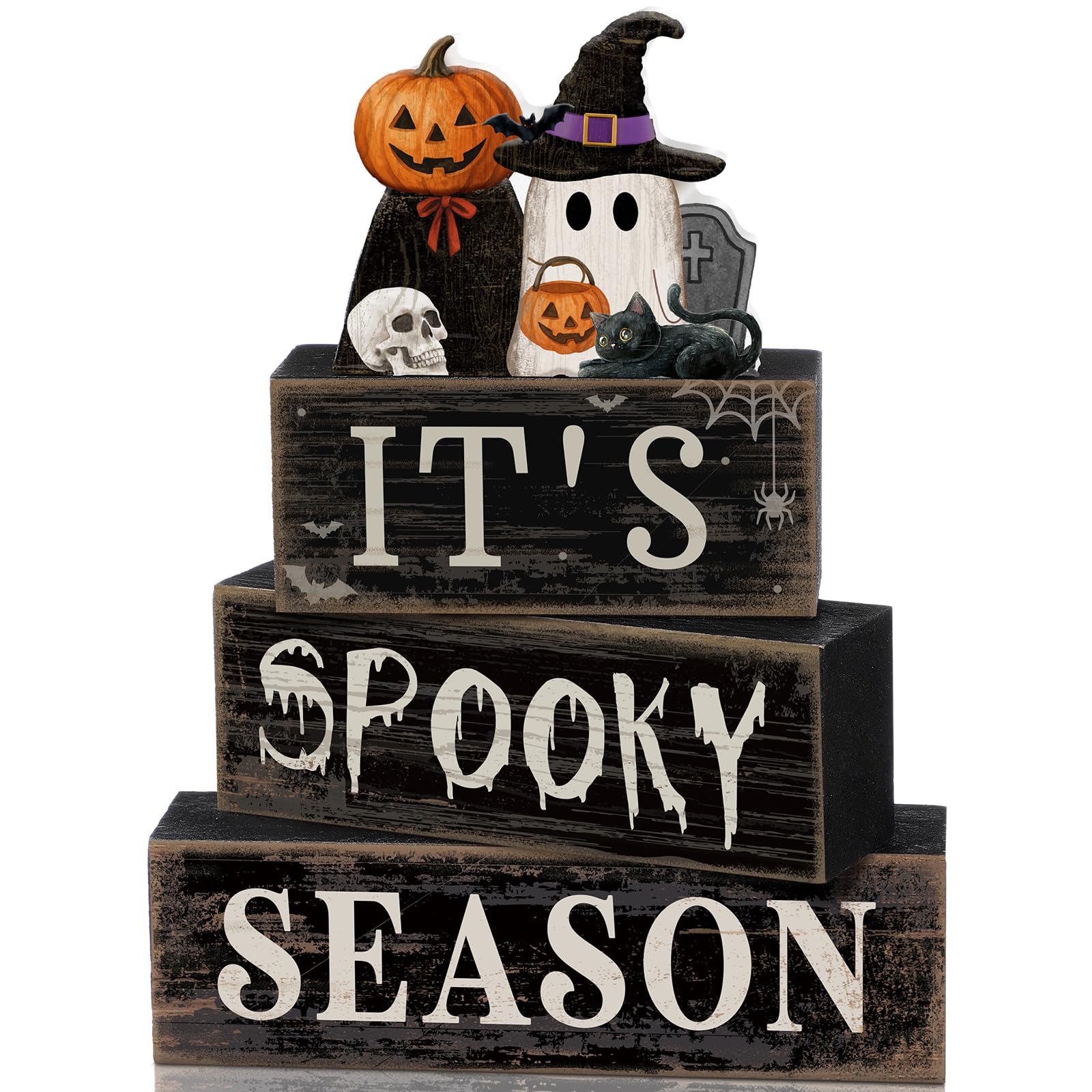 Moucuny 4 Pcs Christmas Table Decor Wooden Hot Cocoa Decoration Christmas Centerpiece Winter Tiered Tray Decor Decorative Red Hot Cocoa Block Signs Gift Farmhouse Xmas Decoration for Home Kitchen