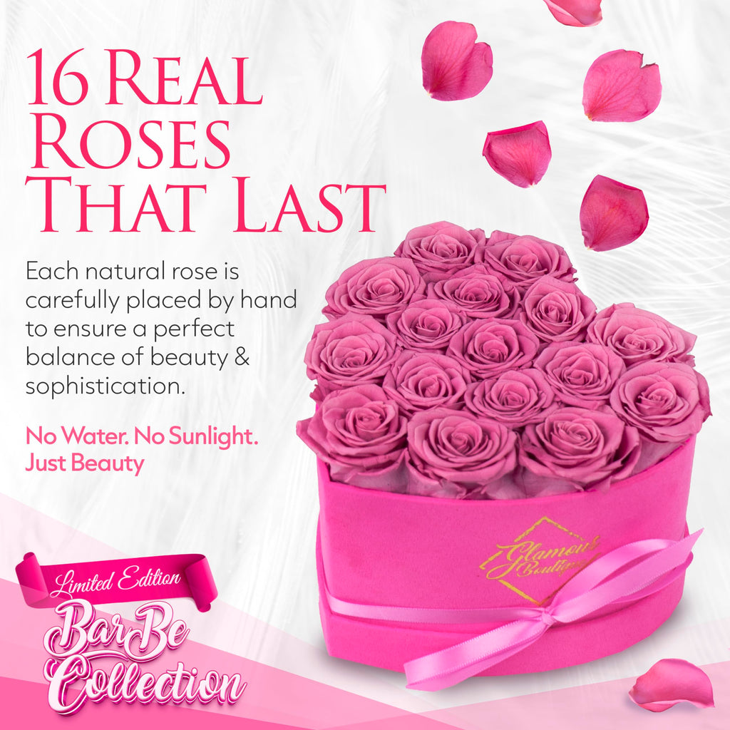 GLAMOUR BOUTIQUE 16 Flower Forever Heart Shape Box, Mothers Day Gift For Mom, Eternal Preserved Roses Gift for Her, Flowers bouquet, For Birthday, Anniversary, Girlfriend - Red