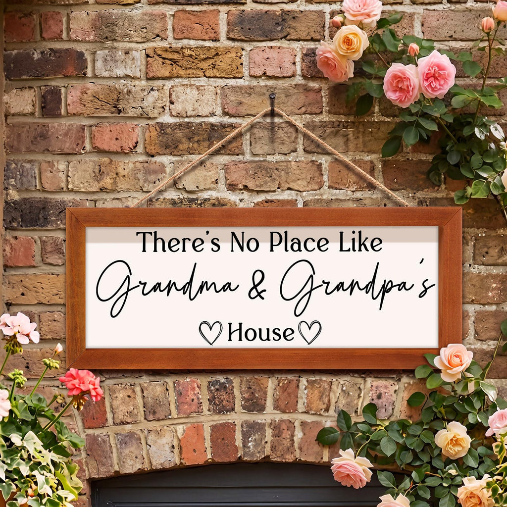 Yousoontic Grandparents Gift from Grandkids There's No Place Like Grandma & Grandpa's House Wooden Sign Farmhouse Home Decor for Birthday Christmas Thanksgiving Gift(Dark Brown,11.8 Inch)