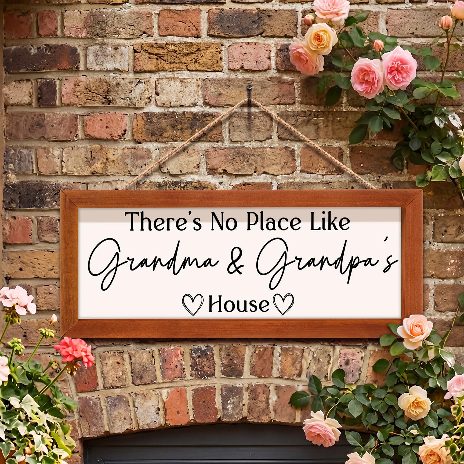 Yousoontic Grandparents Gift from Grandkids There's No Place Like Grandma & Grandpa's House Wooden Sign Farmhouse Home Decor for Birthday Christmas Thanksgiving Gift(Dark Brown,11.8 Inch)