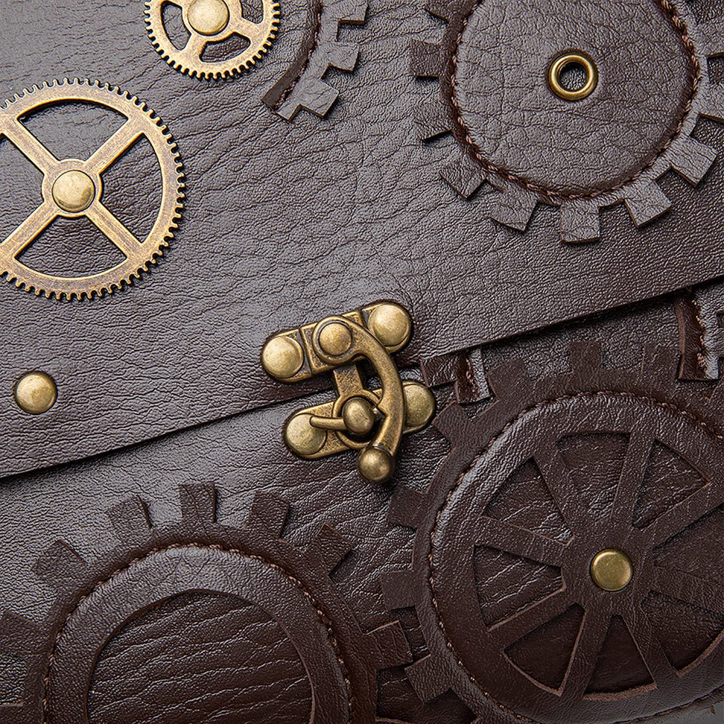Messenger Bag Leather Retro Briefcase Steampunk Crossbody Shoulder Purse Satchel for Women Lolita Gothic Costume Accessory