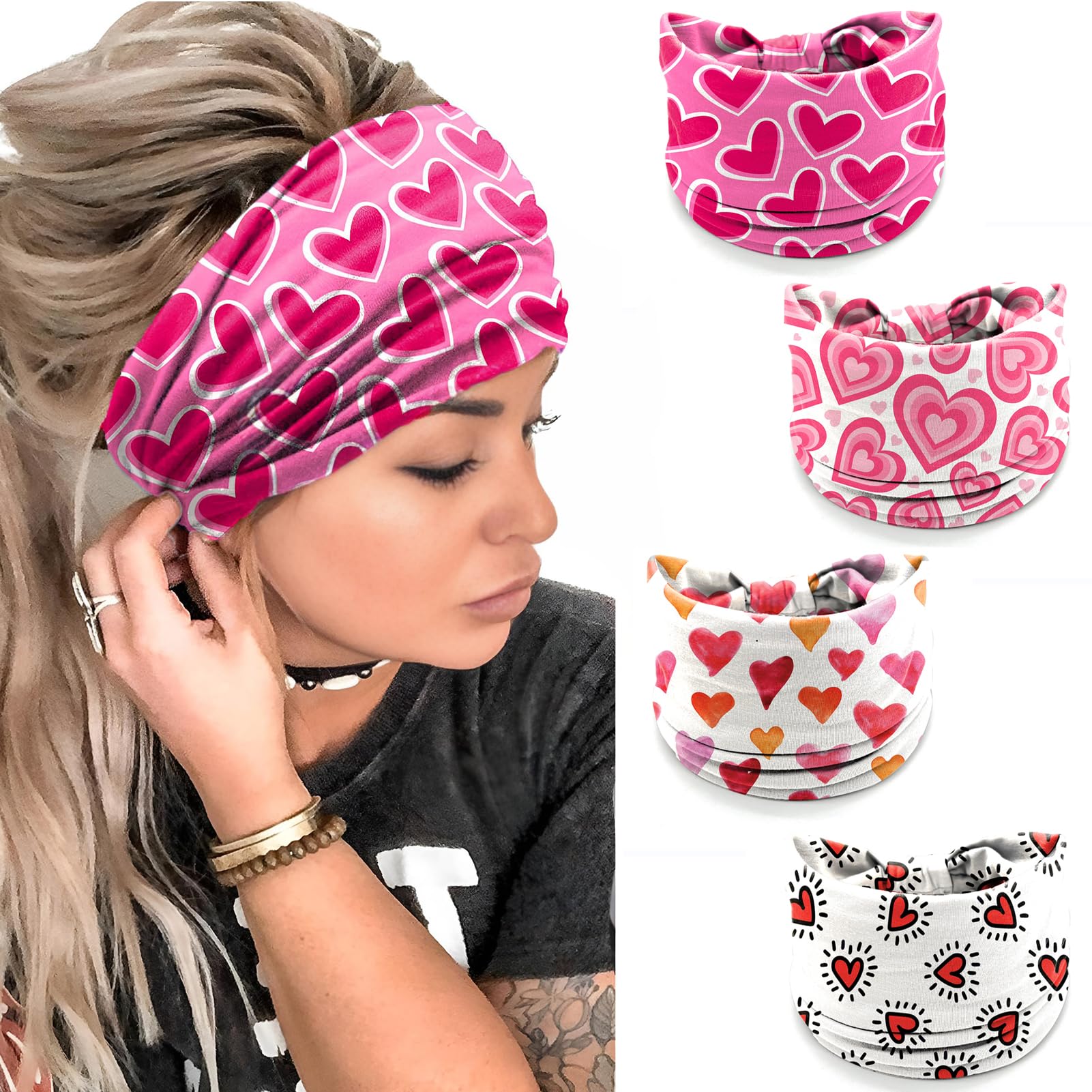 winthrop 4 Pack Autumn Maple Leaf Headbands for Women, Thanksgiving Wide Stretchy Yoga Workout Hair Bands, Soft Non-Slip Fall Turban Headwraps for Running Makeup Everyday Use