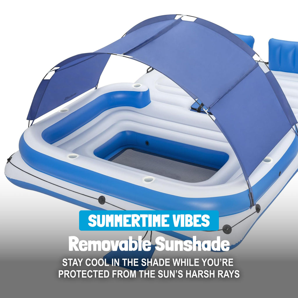 Bestway CoolerZ Tropical Breeze Party Island, Large 6 Person Adult Inflatable Lounger Lake Float