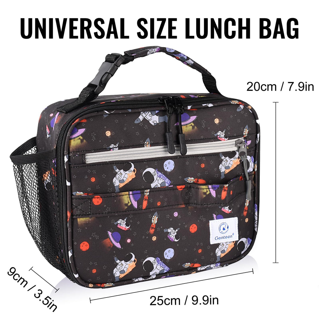 Genteen Lunch Box Kids, Insulated Lunch Bag Kids Boys Girls Back to School, Soft Lunch Box for Men Reusable Lunchbox for Office,Outdoor,School (Black)