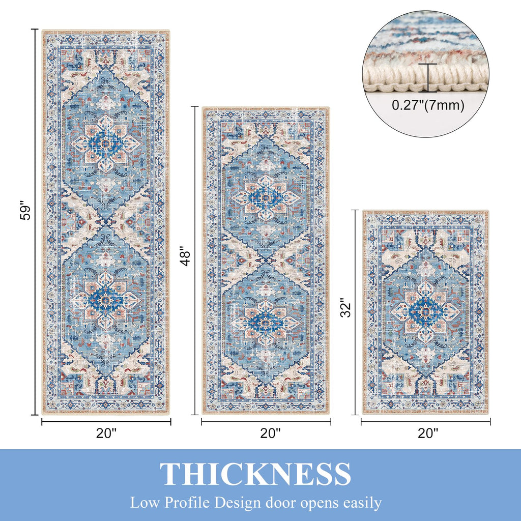 Yamaziot Christmas Kitchen Rugs Sets of 3, Non Slip Kitchen Mats for Floor with Rubber Backing, Holiday Christmas Snowflake Runner Rug Decor Home Decorations for Kitchen, Laundry Room, Hallway
