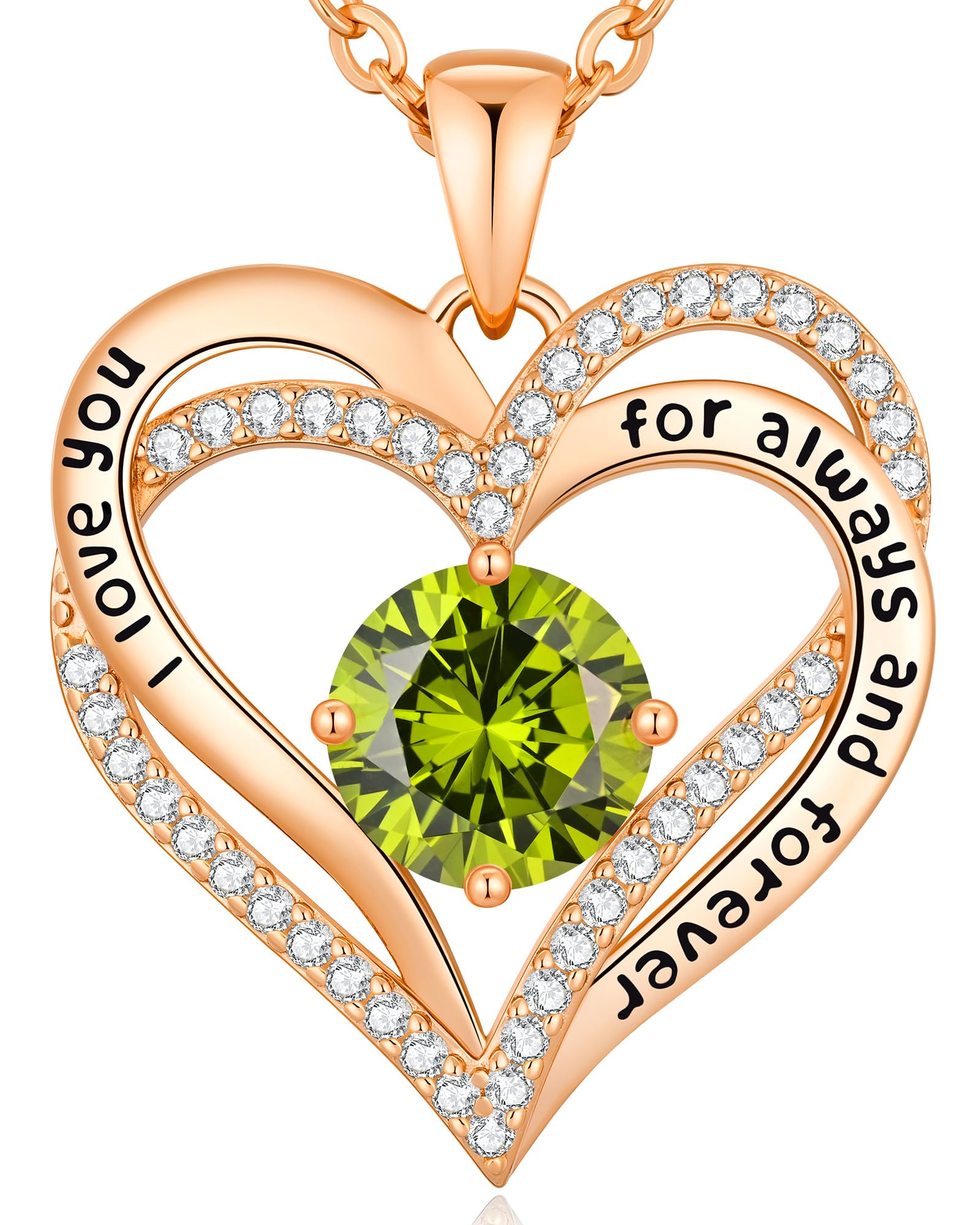 CDE Forever Love Heart Necklaces for Women, Wedding Anniversary, Valentine's，Birthday Mothers Christmas Day Gifts for Mom, Mother, Wife, S925 Silver Jewelry with Birthstone Pendant