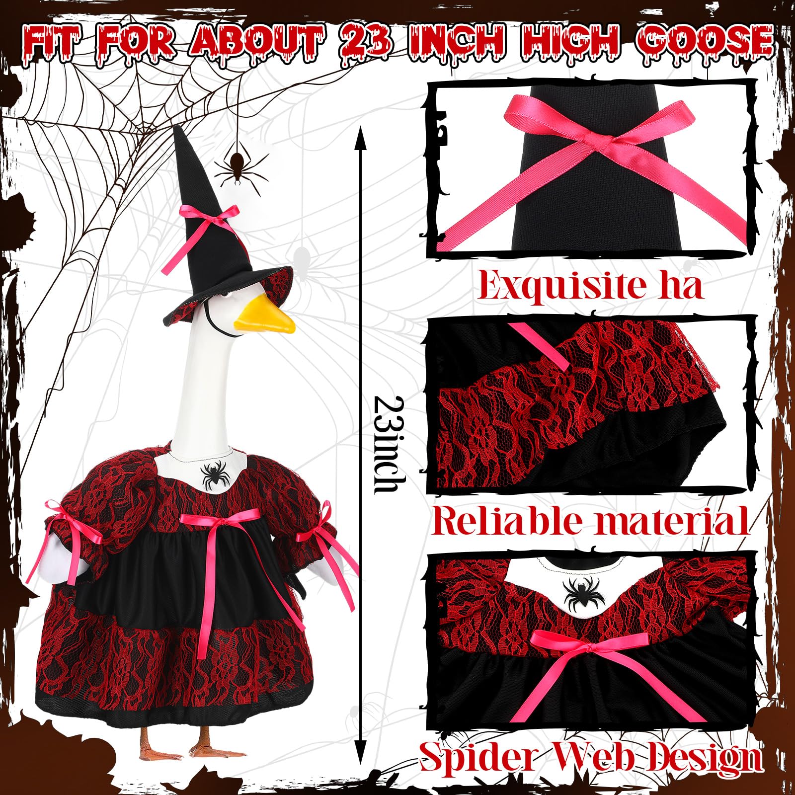 Suzile Fall Maple Porch Goose Outfit Autumn Goose Clothes for 23 Inch Cement or Plastic Geese Costume for Yard Lawn Outdoor Garden Patio Concrete Duck Statue Dress Thanksgiving Party Holiday Decor