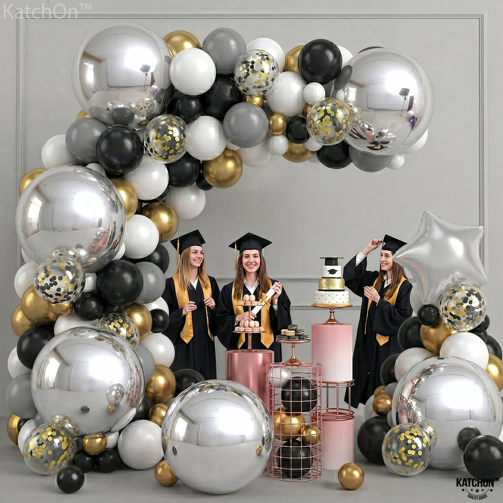 KatchOn, Big Silver Disco Ball Balloons - 22 Inch, Pack of 6 | Disco Party Decorations, 4D Sphere Disco Balloons for 70s Theme Party Decor, Bachelorette Party Decorations | Graduation Decorations 2026