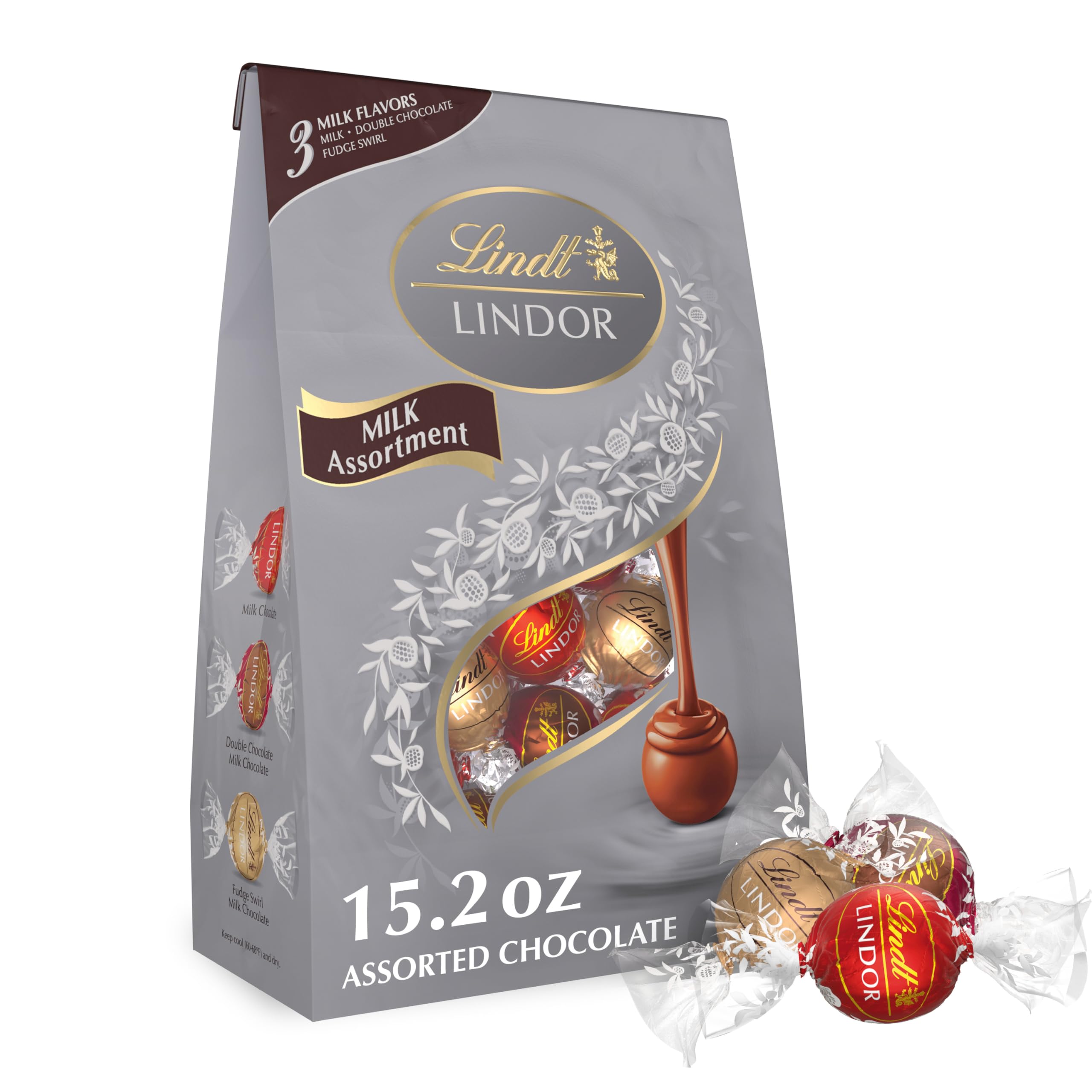 Lindt LINDOR Holiday Snickerdoodle White Chocolate Candy Truffles with Smooth, Melting Truffle Center, 8.5 oz. Bag