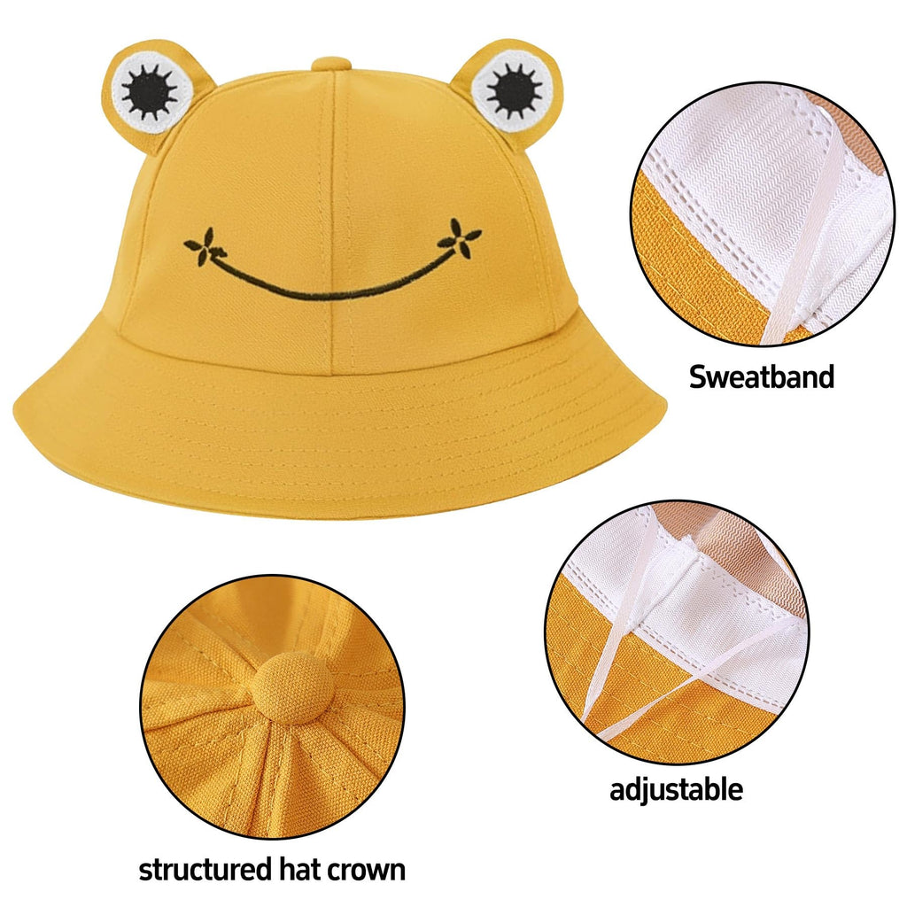 Sun Bucket Hats for Women & Men Beach Hat UV Protection Adjustable Summer Packable Cotton Frog Funny Fisfing Travel Cap