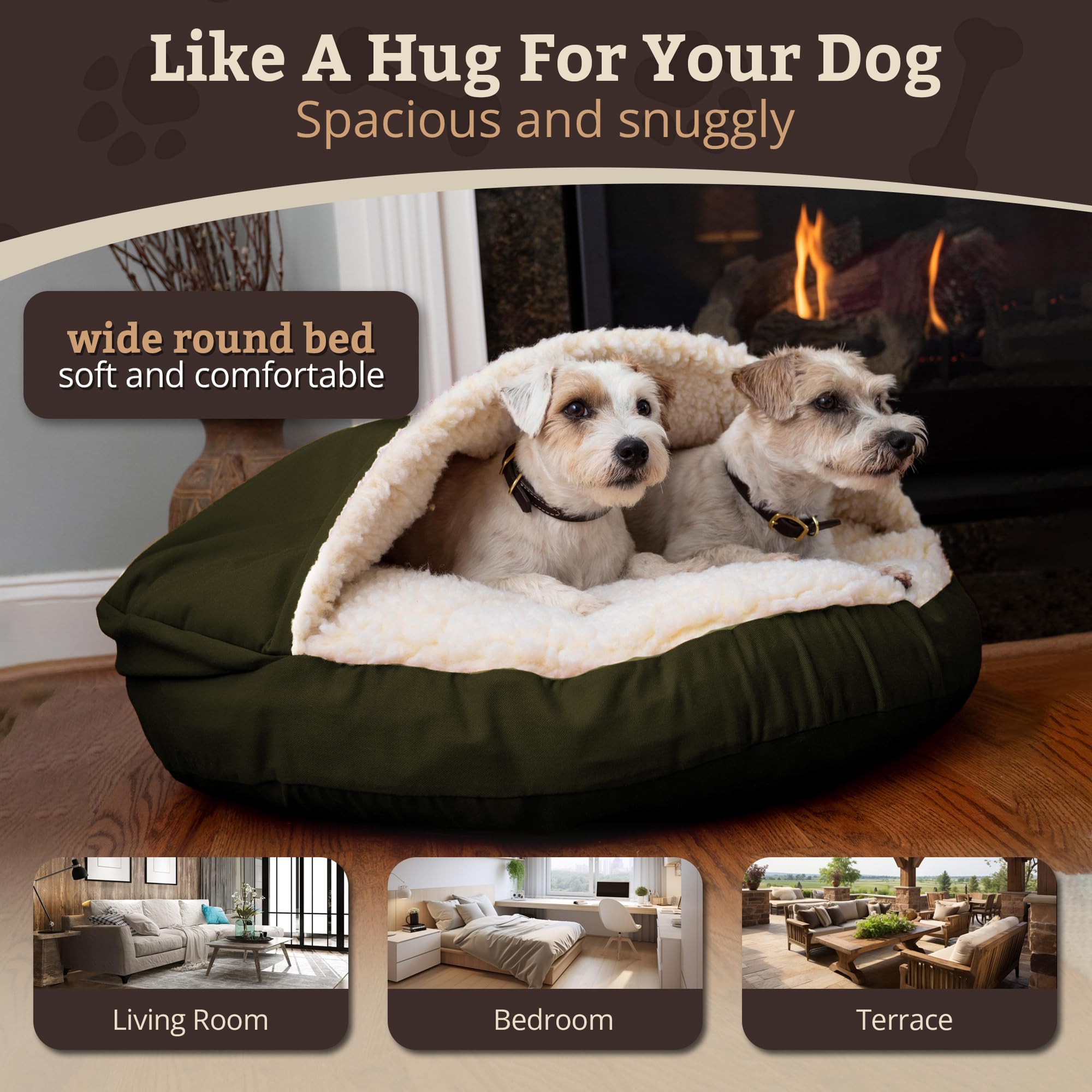 Snoozer Cozy Cave Dog Bed - Indoor Dog Bed with Cover Cave, Covered Calming Burrow for Small Sized Pets with Blanket Attached, Enclosed, Removable Washable Cover - Small, Navy