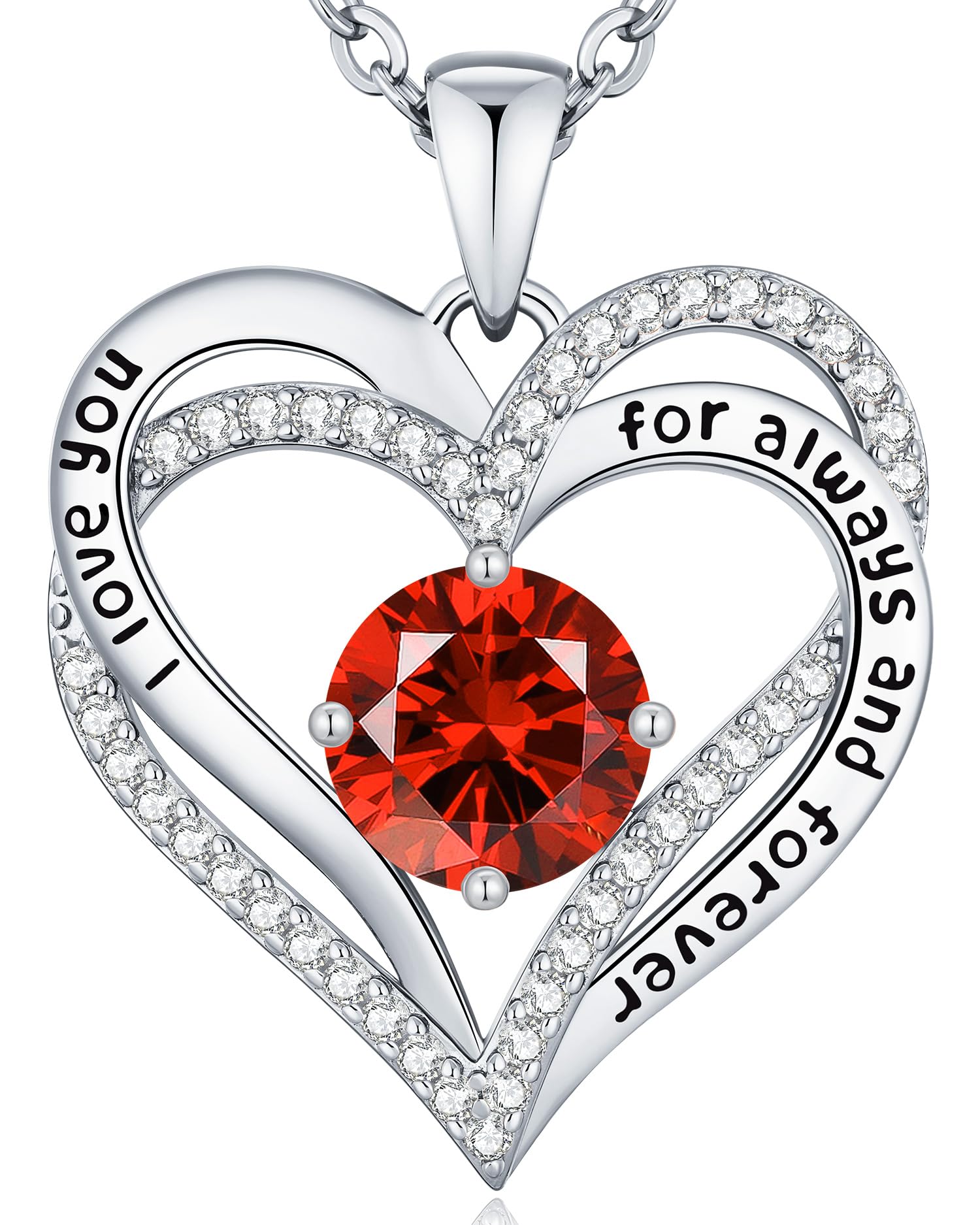CDE Forever Love Heart Necklaces for Women, Wedding Anniversary, Valentine's，Birthday Mothers Christmas Day Gifts for Mom, Mother, Wife, S925 Silver Jewelry with Birthstone Pendant
