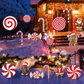 33" Christmas Decorations Outdoor Candy Christmas Decorations, 2ct Large Tall Outdoor Stake Signs 4 Interlocking PP Panels with H-Brackets Fiberglass Rods for Lawn Pathway Xmas Party
