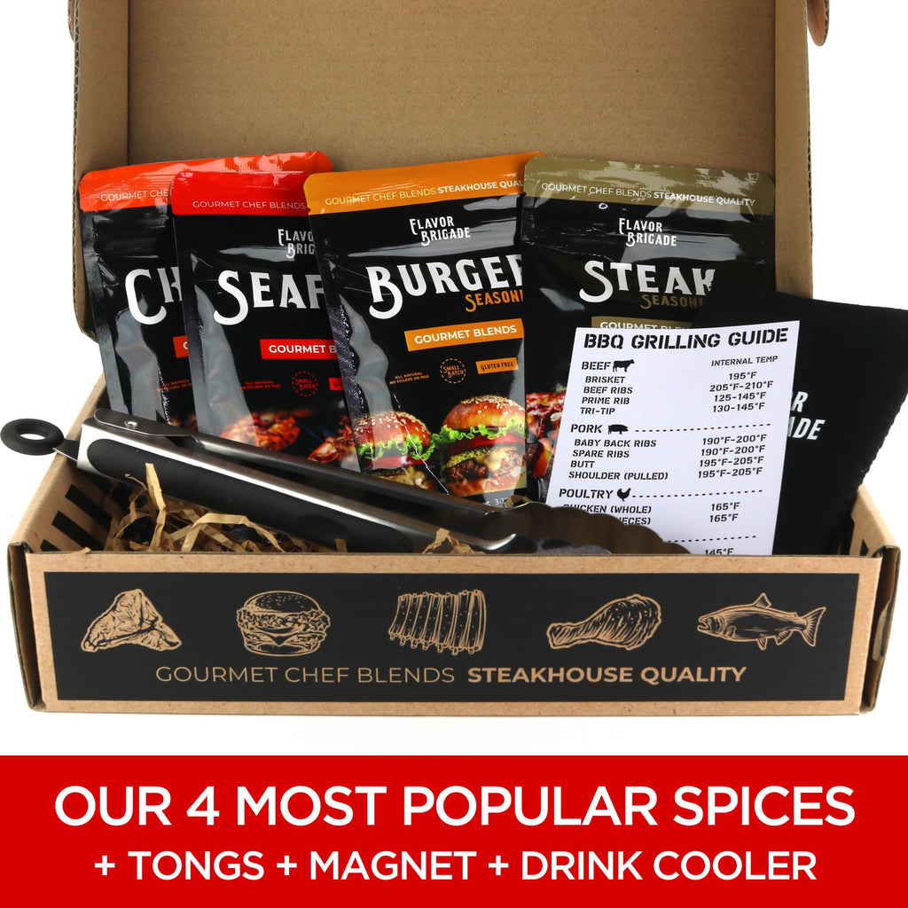 Ultimate Grilling Gift for Men - BBQ Accessories - Gourmet Spice Blends & Seasonings, Tongs, BBQ Magnet, Meat Rubs, Unique Gift for Guys, Dad, Son, Brother, Father in Law, Cooking Chefs, 17 Piece Set