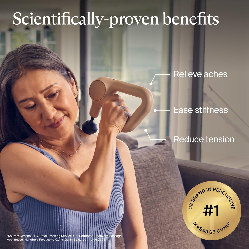 TheraGun Therabody Relief Handheld Percussion Massage Gun - Easy-to-Use, Comfortable & Light Personal Massager for Every Day Pain Relief Massage Therapy in Neck, Back, Leg, Shoulder and Body (Navy)