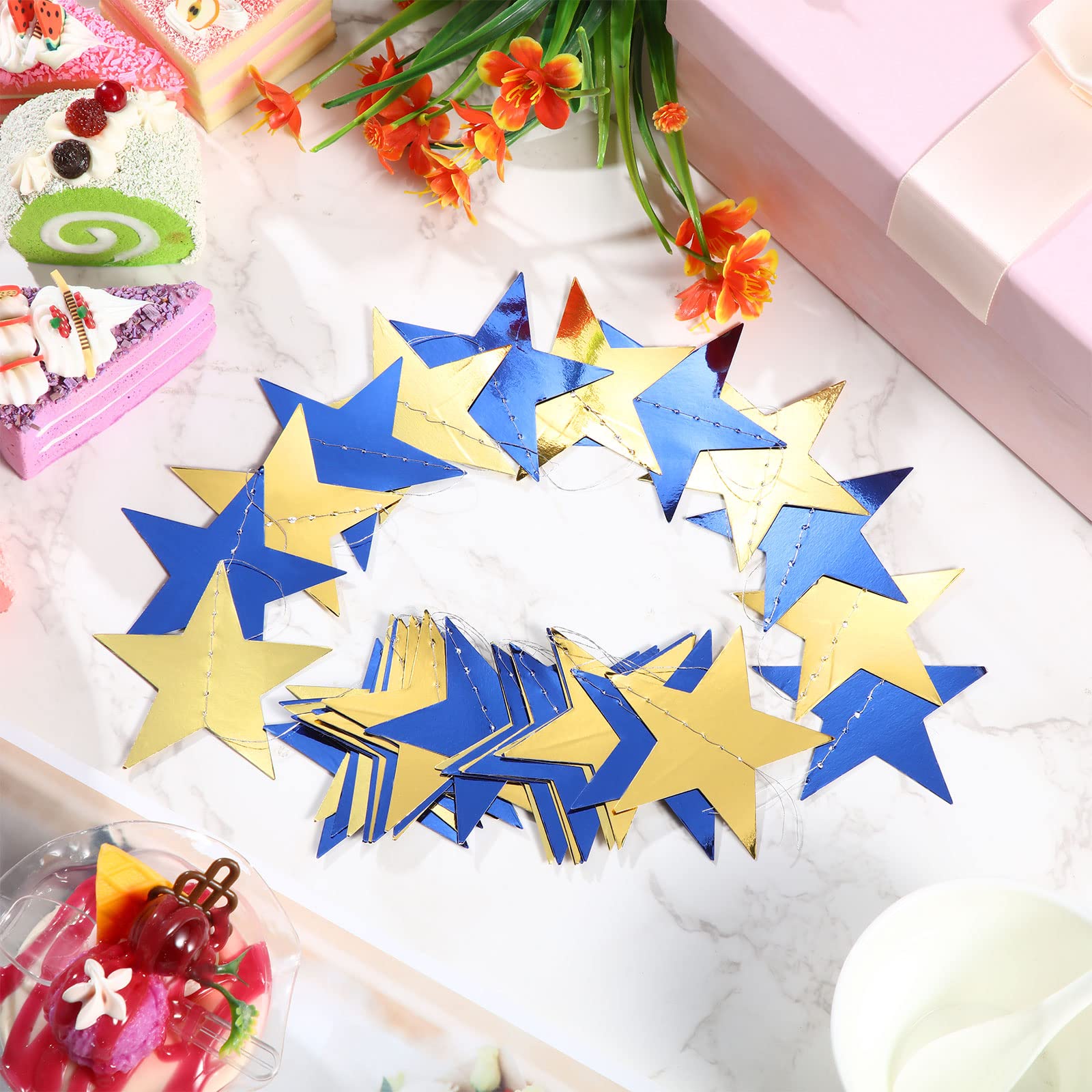 Patelai Glitter Star Garland Banner 2026 Graduation Decor 130 Feet Star Hanging Banner Twinkle Backdrop for Party Birthday Classroom Wedding Supplies(Gold)