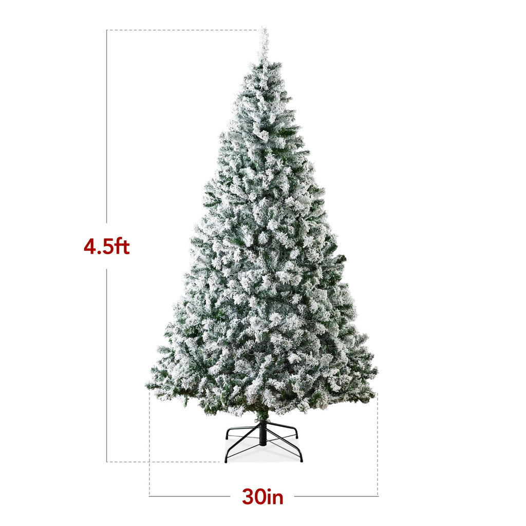 Best Choice Products Artificial Flocked Christmas Tree, 6ft Premium Unlit Pine Holiday Décor w/Full Branches, Metal Stand - Green