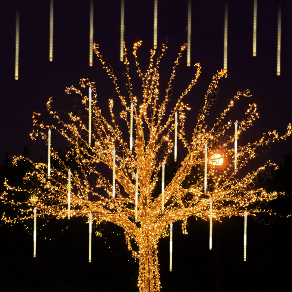Meteor Outdoor Icicle Lights - 12 Inch, 288 LED, Snow Falling, Connectable, Red & Green, Xmas Wedding Party Tree Decor