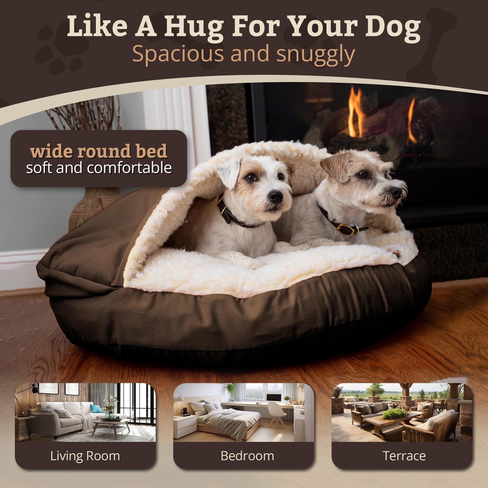 Snoozer Cozy Cave Dog Bed - Indoor Dog Bed with Cover Cave, Covered Calming Burrow for Small Sized Pets with Blanket Attached, Enclosed, Removable Washable Cover - Small, Navy