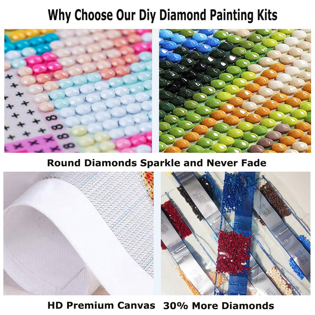 DIYDECORFUN Thanksgiving Turkey Diamond Painting Kits for Adults, 5D Fall Diamond Art Kits for Beginners, Full Round Drill Diamond Dot Painting Gem Art Kits,Home Wall Decor 13.8x13.8 Inch