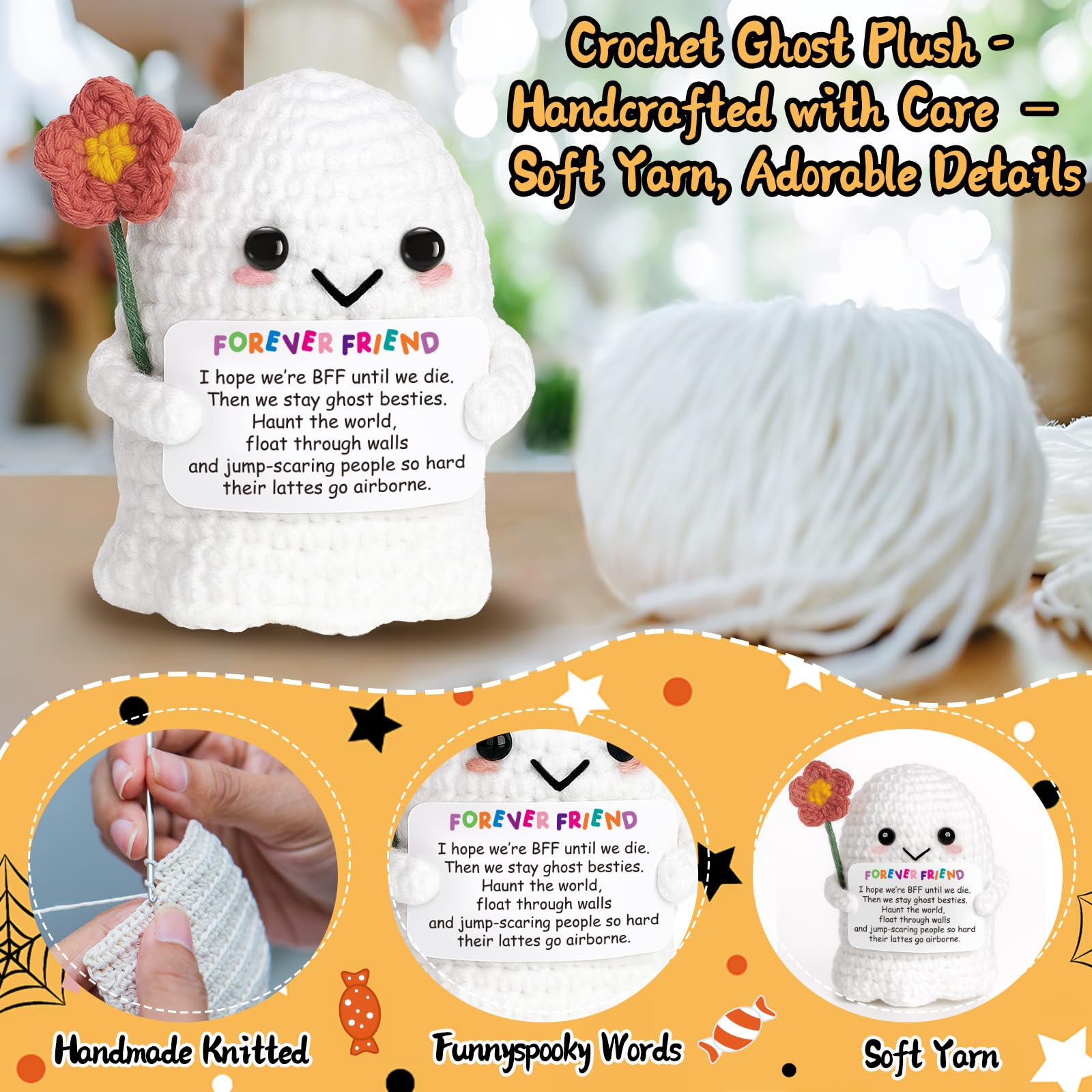 You're My Boo Crochet Ghost - Anniversary Love Birthday Gifts for Women Men Her Him Boyfriend Girlfriend, Fathers Day Card for Husband from Wife - Holiday Stuffers for Halloween Valentine Christmas