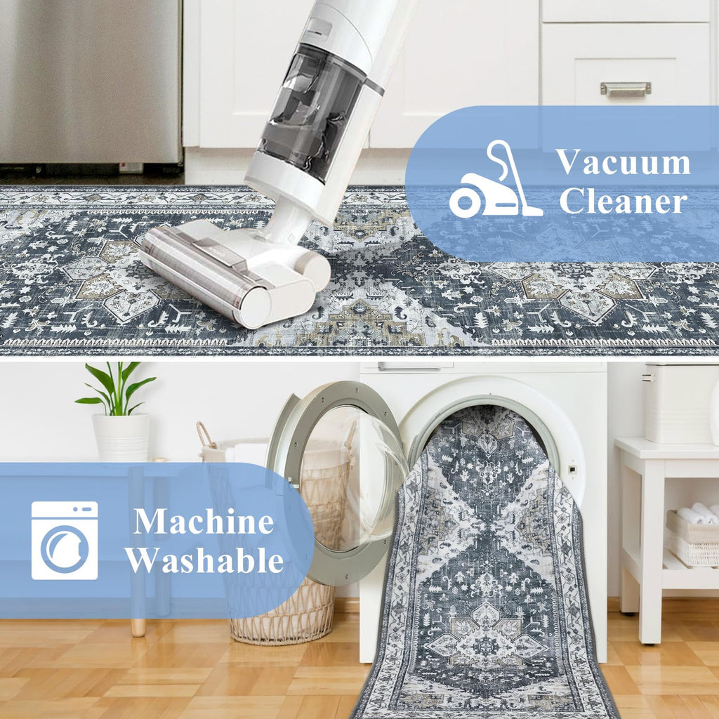 Yamaziot Christmas Kitchen Rugs Sets of 3, Non Slip Kitchen Mats for Floor with Rubber Backing, Holiday Christmas Snowflake Runner Rug Decor Home Decorations for Kitchen, Laundry Room, Hallway