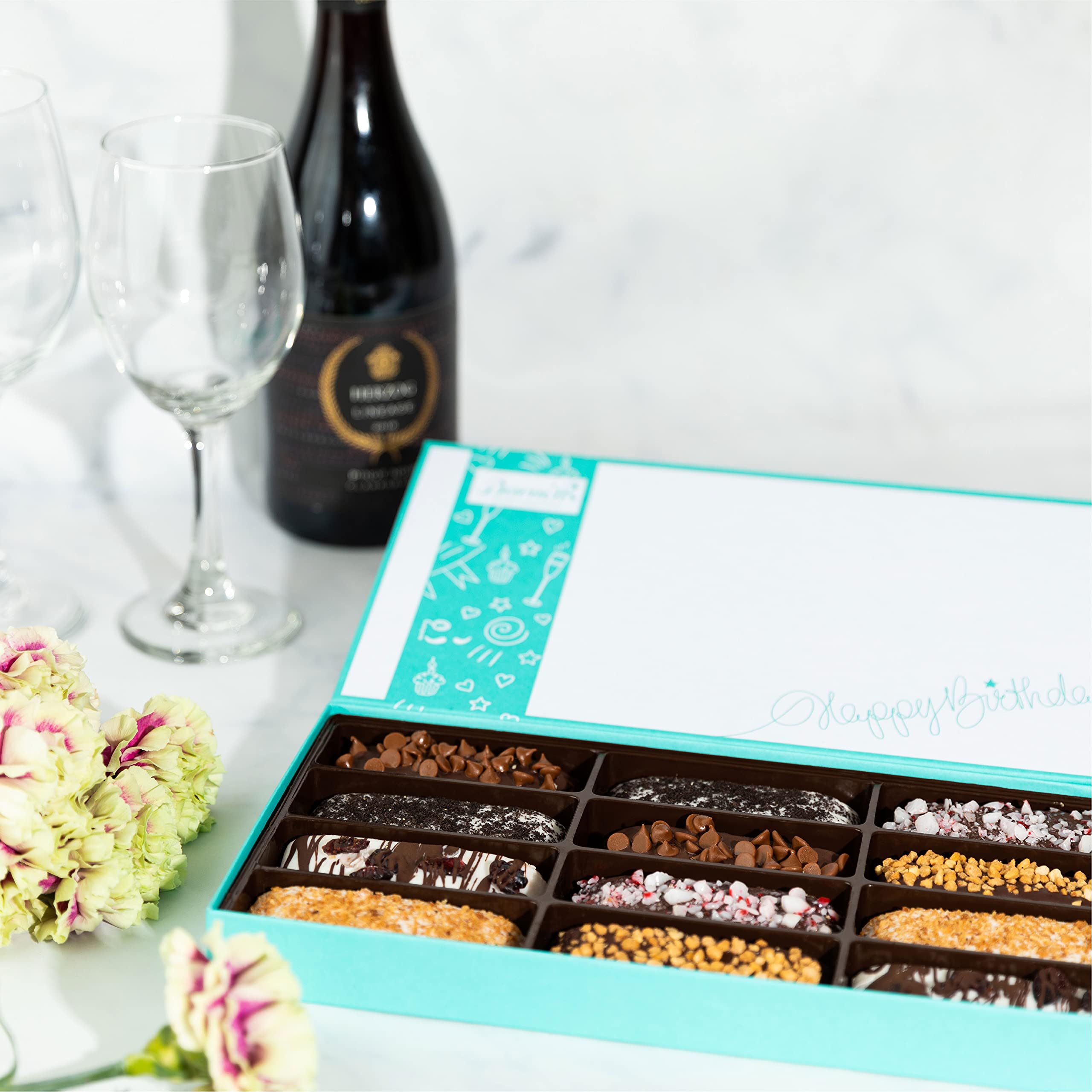 Barnetts Fathers Day 12 Chocolate Biscotti Gift Box, Gourmet Cookie Gifts Basket for Him and Her, Food Delivery, Fancy Cookies Candy Box Baskets Ideas for Men, Dad, Father, Grandfather, Husband, Brother, Son, Grandson,