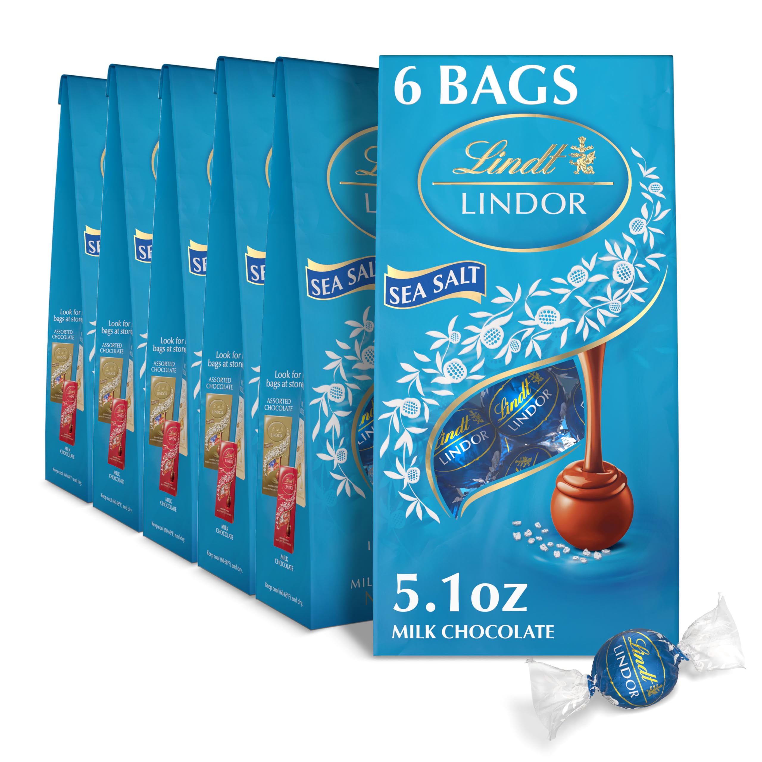 Lindt LINDOR Holiday Snickerdoodle White Chocolate Candy Truffles with Smooth, Melting Truffle Center, 8.5 oz. Bag