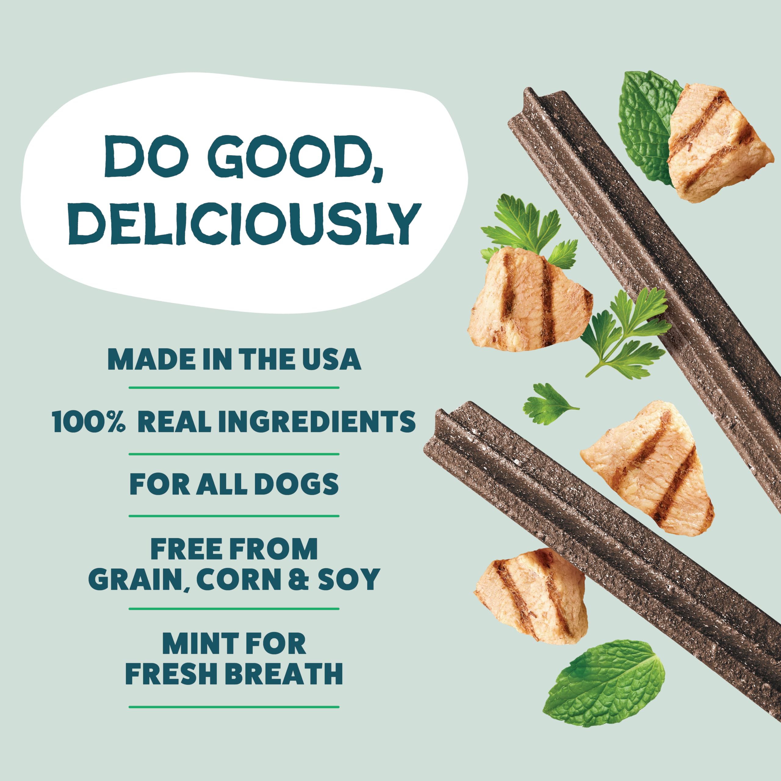 Shameless Pets Blueberry & Mint Dental Chews for Dogs, 8 Chews - Natural Dog Teeth Cleaning Treats with Fresh Breath Benefits | Grain-Free Dental Sticks for Small, Medium & Large Dogs