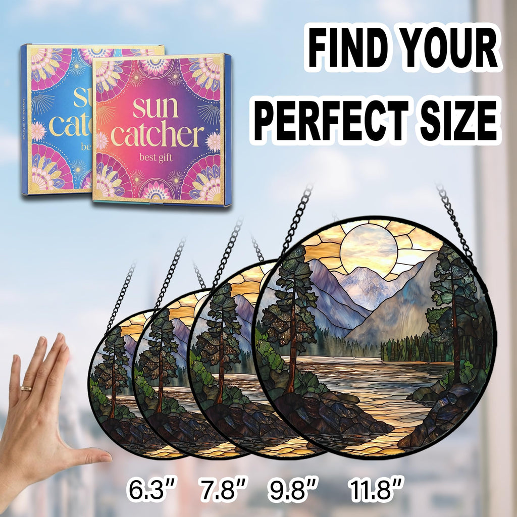 Birthday Gifts for Women - Beach Shell Faux Stained Glass Window Hanging Sun Catcher for Door Garden Acrylic Ocean Decor Mother's Day Christmas for Mom Men Nana Grandma Sisters 6.3"