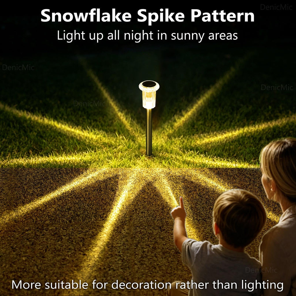 DenicMic Solar Lights Outdoor 10 Pack Waterproof 6000K Cold White LED Stainless Steel Stake Outside Lights for Yard Pathway Garden Driveway Walkway Landscape Path Lighting