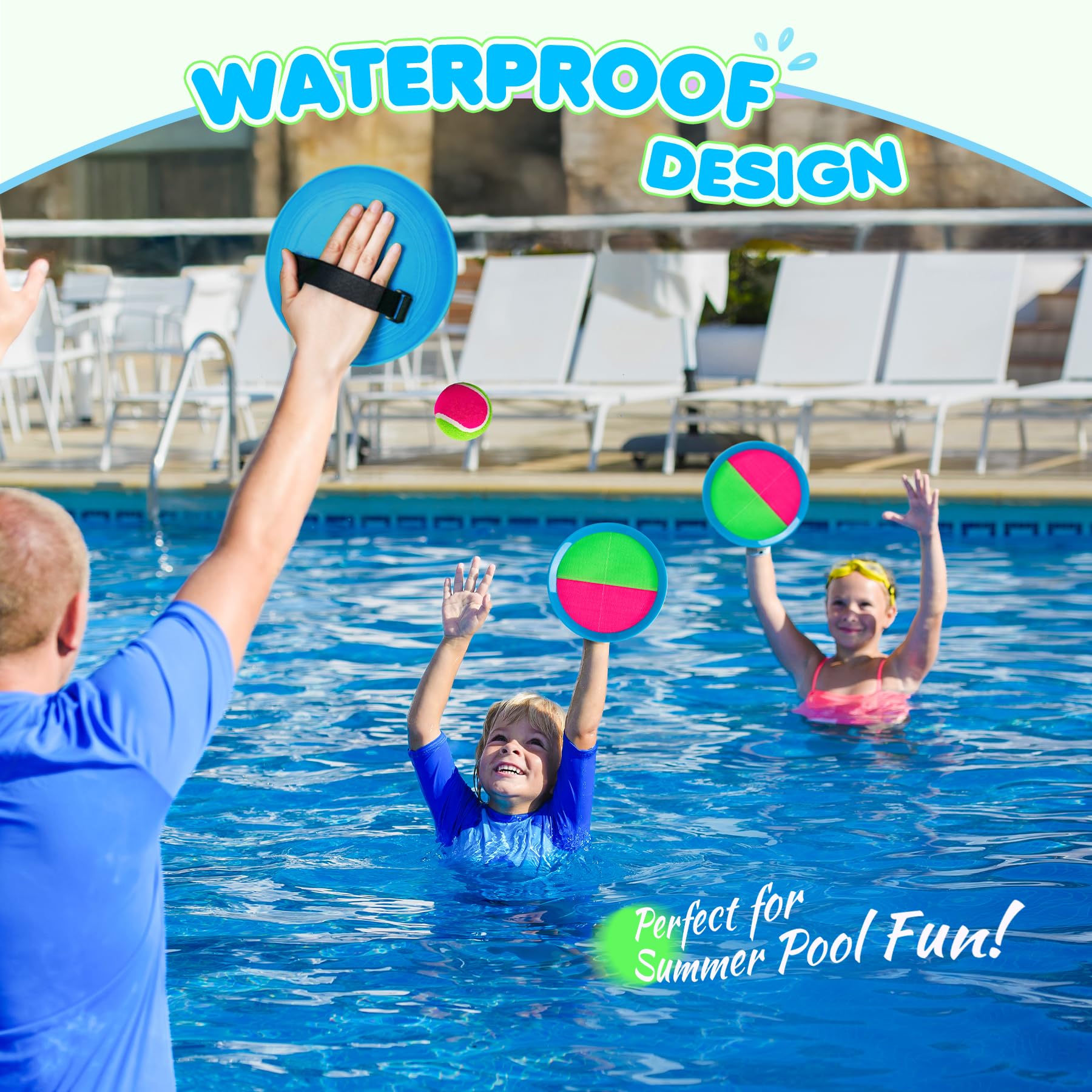 TEILLNET Toss and Catch Ball Set Upgraded - Kids Toys Beach Toys Baseball Games - Sturdy & Water-Resistant for Outdoor Pool Yard Games - Classic Gift for Boys Girls 3 4 5 6 7 8 9 10 11 12+ Years