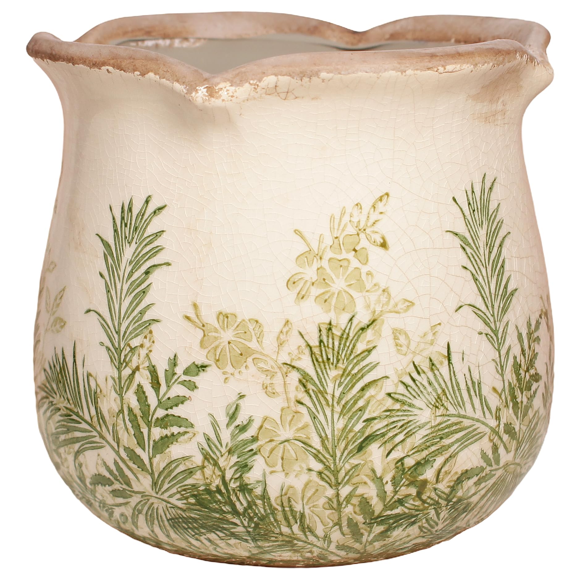 Ceramic Pots for Plants, Vintage Plant Pot with Drainage Hole, 6.11in. Planter for Indoor Plants, Crackle Glaze Finish Flower Pot, Perfect Tuscan Ceramic Planter for Gardening, Antique Blue Meadow