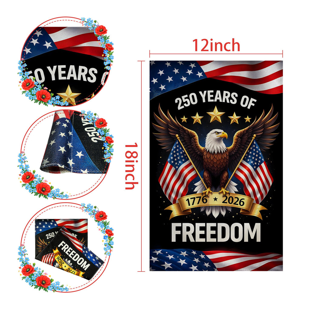4th of July Decorations - Patriotic Stars Welcome Garden Flag | Double Sided Fourth of July Accessories Patriotic Banner | 250 Anniversary USA Merchandise for Garden Yard Porch Patio Lawn Outdoor Outside Decor