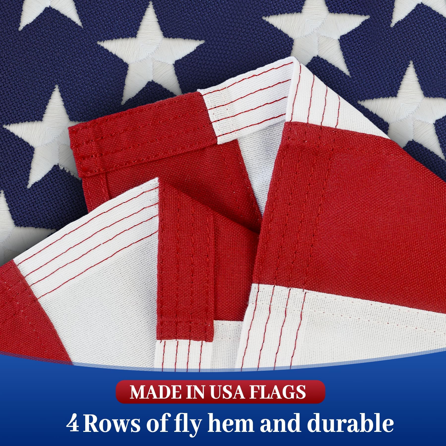 American Flag Durable Nylon 3x5 Ft Outdoor Heavy Duty,100% Nylon fabric made in the USA ,Longest Lasting Non Fading American Flags for Outside 3x5,Waterproof Embroidered American Flag, All Weather US Flags Use Outdoor High Wind,Tear Proof America Flag Sew